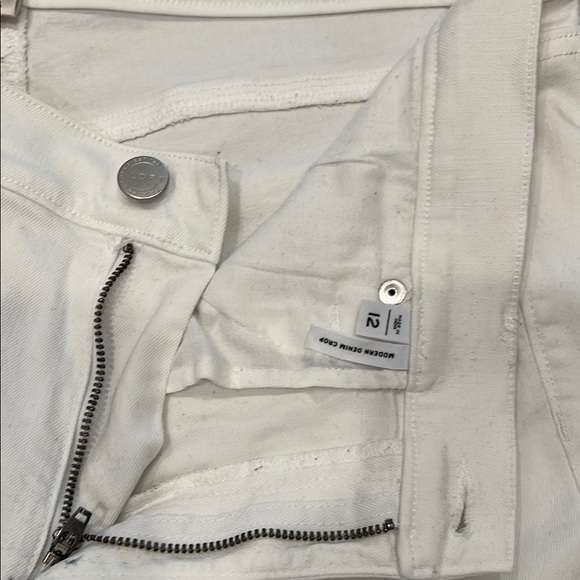 White Straight-Leg Cropped Size 12 Distressed Denim Jeans - Picture 10 of 10
